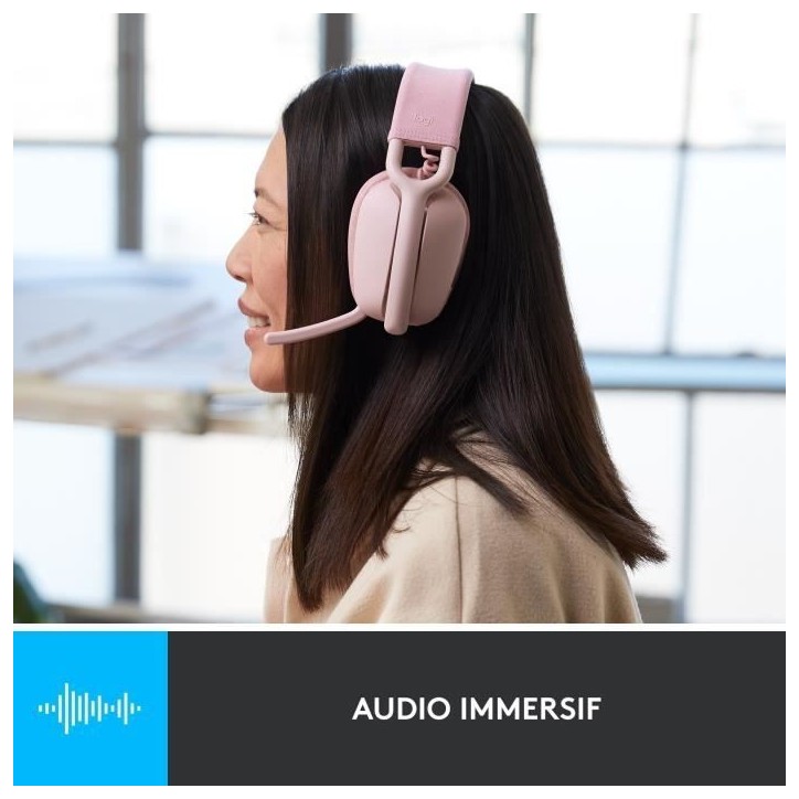 Casque - Sans fil - Logitech - Zone Vibe 100 - Bluetooth - Anti-parasite - Rose Casque - Sans fil - Logitech - Zone Vibe 100 - Bluetooth - Anti-parasite - Rose
