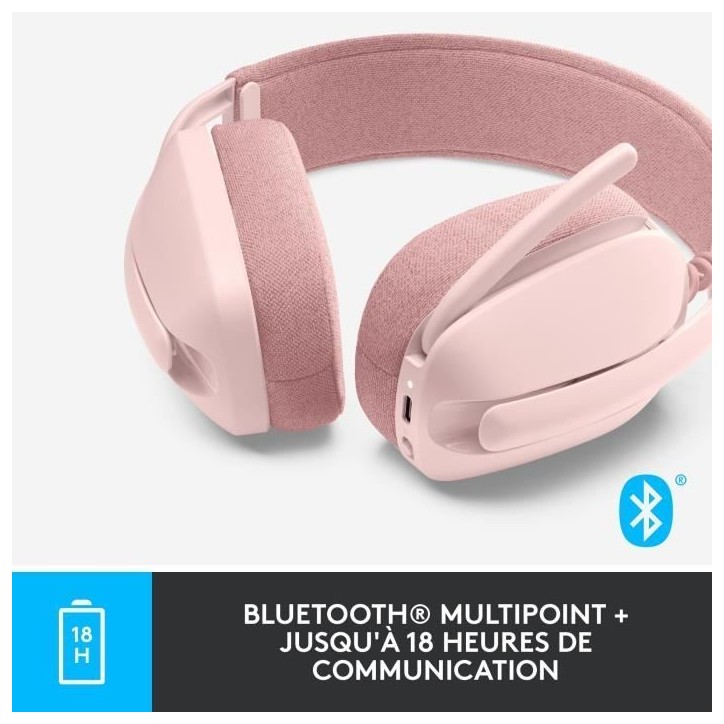 Casque - Sans fil - Logitech - Zone Vibe 100 - Bluetooth - Anti-parasite - Rose Casque - Sans fil - Logitech - Zone Vibe 100 - Bluetooth - Anti-parasite - Rose