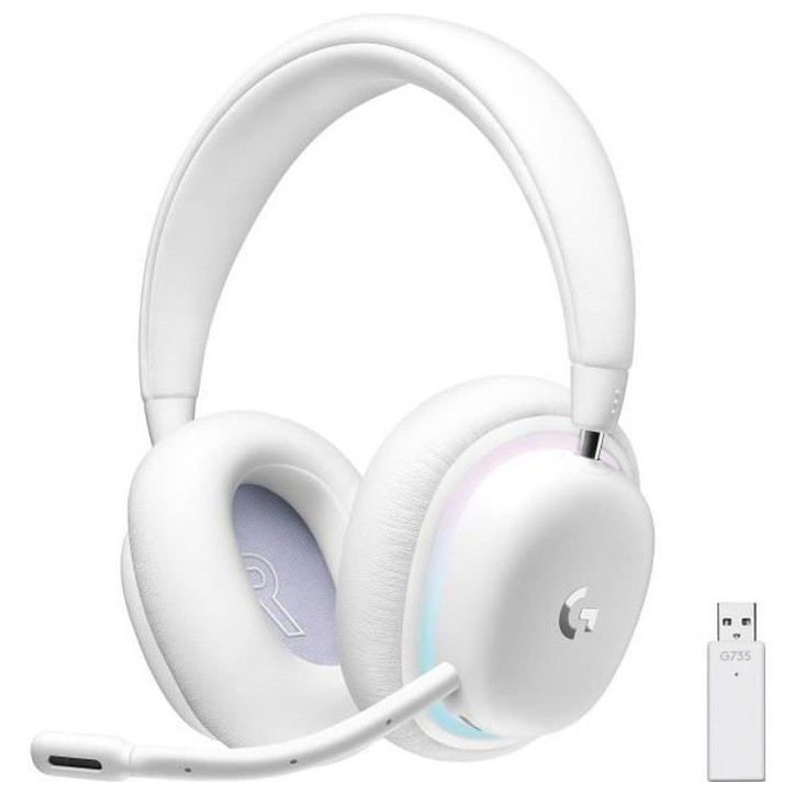 Casque Gamer - Sans fil - Logitech G - G735 Lightspeed - RVB - Micro amovible - Blanc Casque Gamer - Sans fil - Logitech G - G735 Lightspeed - RVB - Micro amovible - Blanc