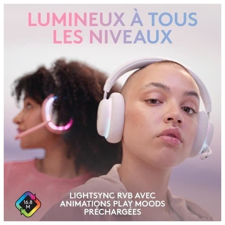 Casque Gamer - Sans fil - Logitech G - G735 Lightspeed - RVB - Micro amovible - Blanc Casque Gamer - Sans fil - Logitech G - G735 Lightspeed - RVB - Micro amovible - Blanc