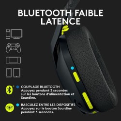 Casque gamer - Sans fil - Logitech G - G435 Lightspeed - Noir