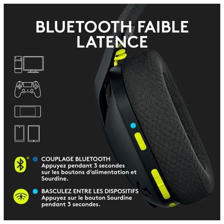 Casque gamer - Sans fil - Logitech G - G435 Lightspeed - Noir Casque gamer - Sans fil - Logitech G - G435 Lightspeed - Noir