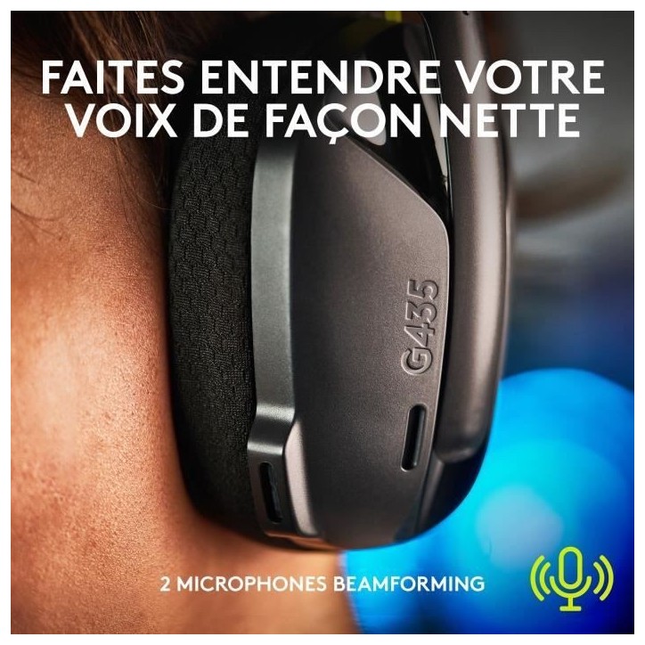Casque gamer - Sans fil - Logitech G - G435 Lightspeed - Noir Casque gamer - Sans fil - Logitech G - G435 Lightspeed - Noir
