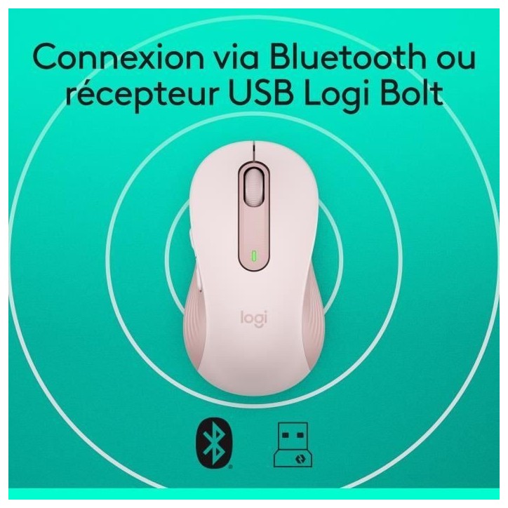 Souris - Sans fil - Logitech - Signature M650 L - Rose - Droitier Souris - Sans fil - Logitech - Signature M650 L - Rose - Droitier