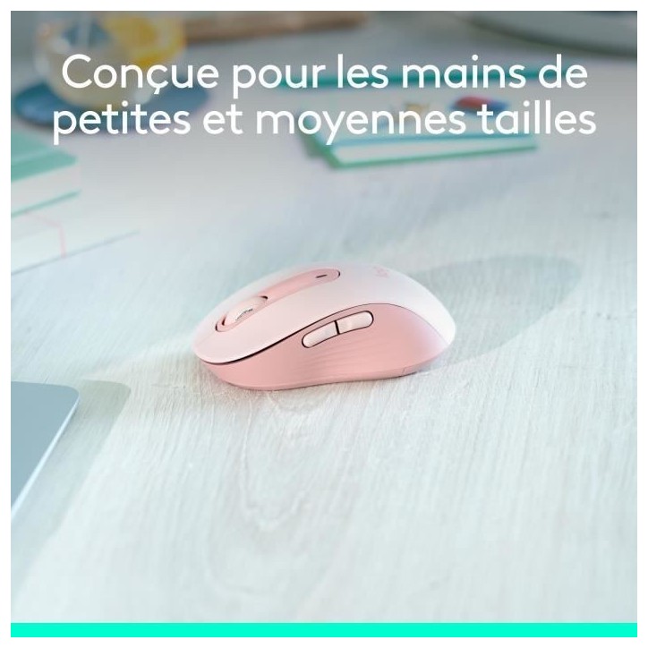 Souris - Sans fil - Logitech - Signature M650 - Rose - Droitier