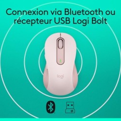 Souris - Sans fil - Logitech - Signature M650 - Rose - Droitier