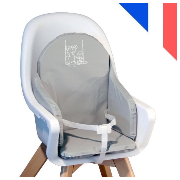 LOOPING Coussin Chaise Haute Bébé | PVC Imperméable, Sangles, Fabriqué en France | Gris LOOPING Coussin Chaise Haute Bébé | PVC Imperméable, Sangles, Fabriqué en France | Gris