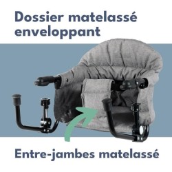Siege de table réhausseur LOOPING - Dossier Confort - Déhoussable et