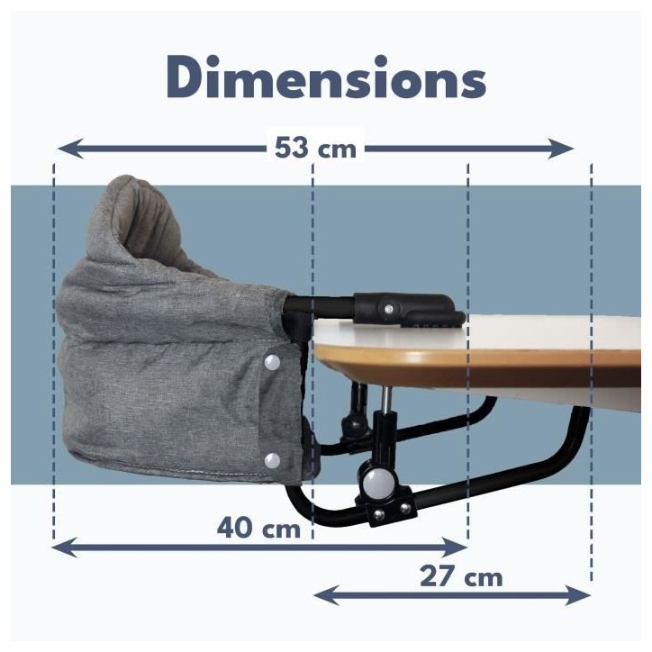 Siege de table réhausseur LOOPING - Dossier Confort - Déhoussable et Lavable Machine - Fixation Multi-points