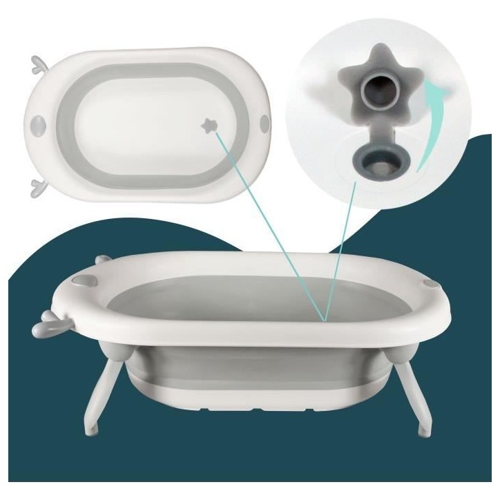 Baignoire pliante - 23x80x49 cm - Gris blanc - LOOPING
