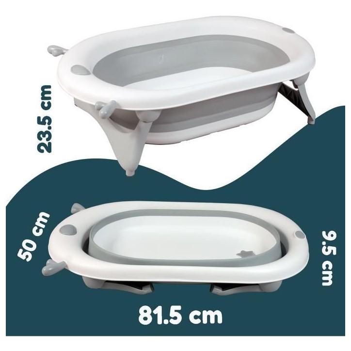 Baignoire pliante - 23x80x49 cm - Gris blanc - LOOPING