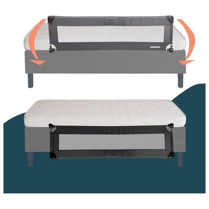 Barriere de lit - LOOPING - BL5003G - Rabattable - Gris