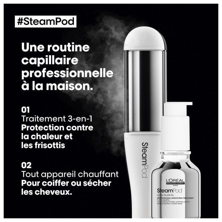 SteamPod 4 - Lisseur boucleur vapeur professionnel - L'OREAL PROFESSIONNEL - 3 Températures - Outil + Soin Lissant Concentré