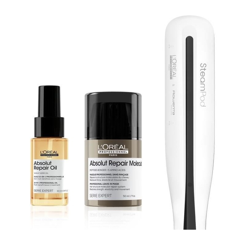 Lisseur vapeur + 2 soins - L'OREAL - Steampod 3.0 X Huile Absolut Repa Lisseur vapeur + 2 soins - L'OREAL - Steampod 3.0 X Huile Absolut Repa
