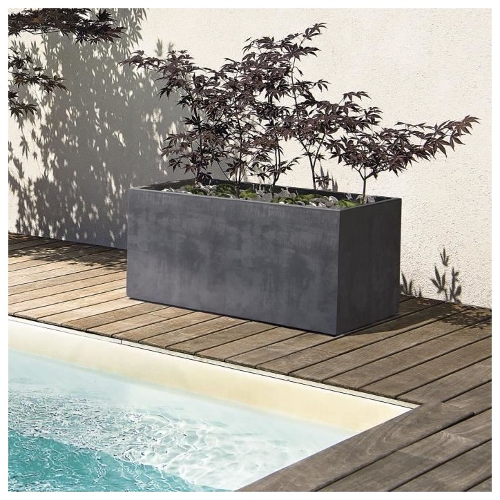 DEROMA Jardiniere Muret Millennium R - 78,5x39 x H39,1 cm - Anthracite - A réserve d'eau DEROMA Jardiniere Muret Millennium R - 78,5x39 x H39,1 cm - Anthracite - A réserve d'eau