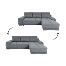Canapé d'angle droit 4 places convertible CASSANDRA avec coffre en ti