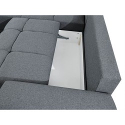Canapé d'angle droit 4 places convertible CASSANDRA avec coffre en ti