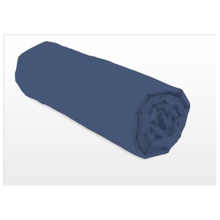 LOVELY HOME Drap housse - 160 x 200 + 25 cm - 100% coton - Bleu