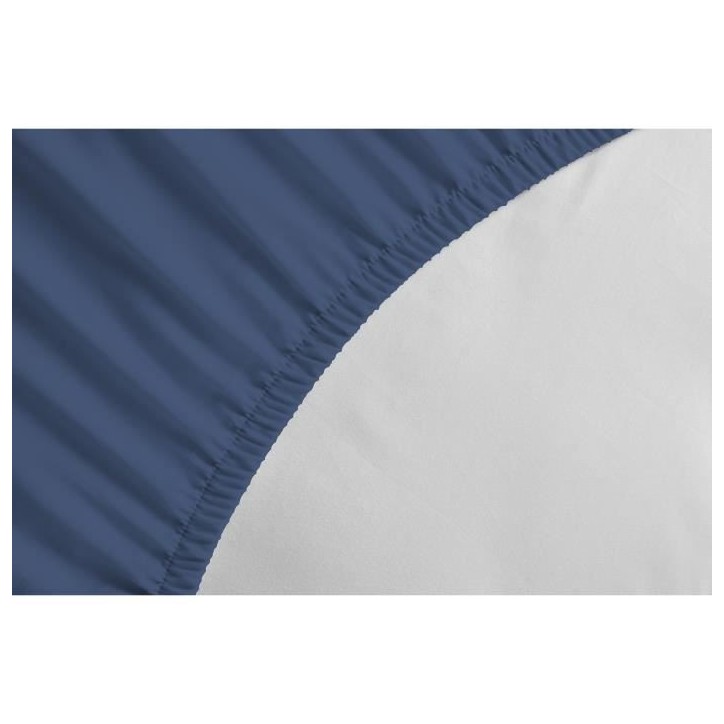 LOVELY HOME Drap housse - 90 x 190 + 30 cm - 100% coton - Bleu