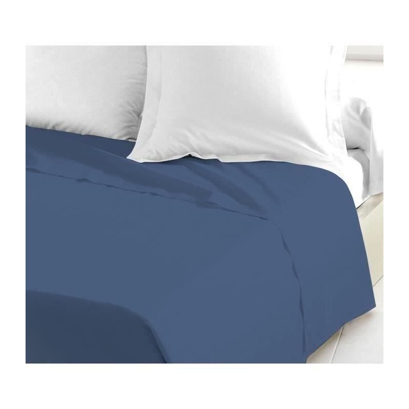 LOVELY HOME Drap plat - 240 x 300 cm - 100% coton - Bleu LOVELY HOME Drap plat - 240 x 300 cm - 100% coton - Bleu