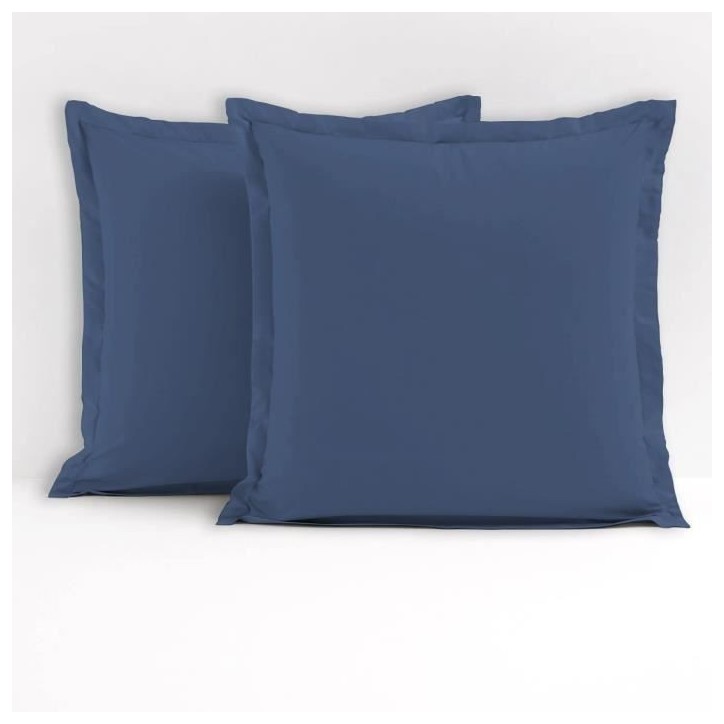 LOVELY HOME Lot de 2 taies d'oreiller carrés - 63 x 63 cm - 100% coton - Bleu LOVELY HOME Lot de 2 taies d'oreiller carrés - 63 x 63 cm - 100% coton - Bleu
