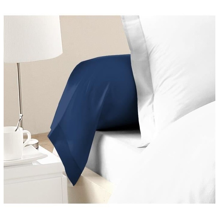 LOVELY HOME Lot de 2 taies de traversin - 85 x 185 cm - 100% coton - Bleu