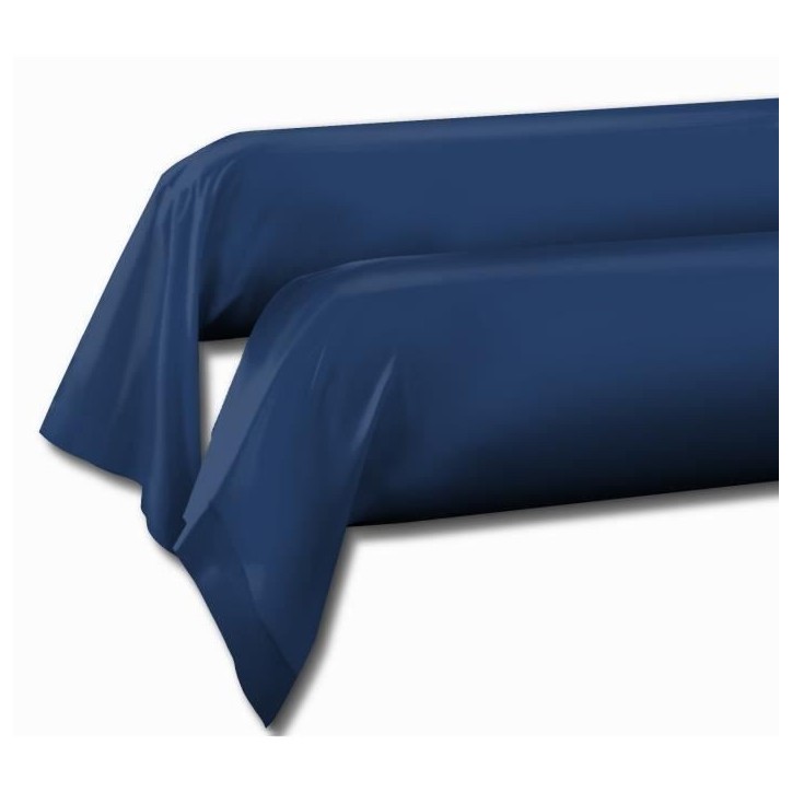 LOVELY HOME Lot de 2 taies de traversin - 85 x 185 cm - 100% coton - Bleu