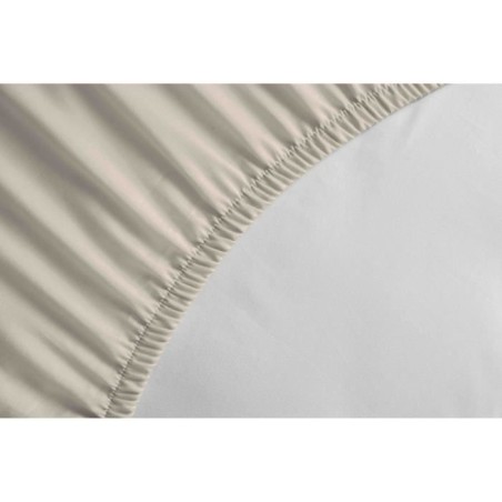 LOVELY HOME Drap housse 100% coton - 180 x 200 + Bonnet 30 cm - Beige clair