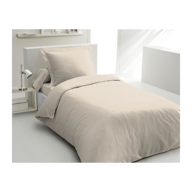 PARURE DE COUETTE LOVELY HOME - 140x200 cm - 100% COTON - BEIGE CREME PARURE DE COUETTE LOVELY HOME - 140x200 cm - 100% COTON - BEIGE CREME
