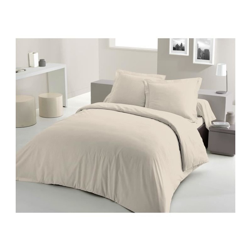 PARURE DE COUETTE LOVELY HOME - 220x240 cm - 100% COTON - BEIGE IVOIRE PARURE DE COUETTE LOVELY HOME - 220x240 cm - 100% COTON - BEIGE IVOIRE