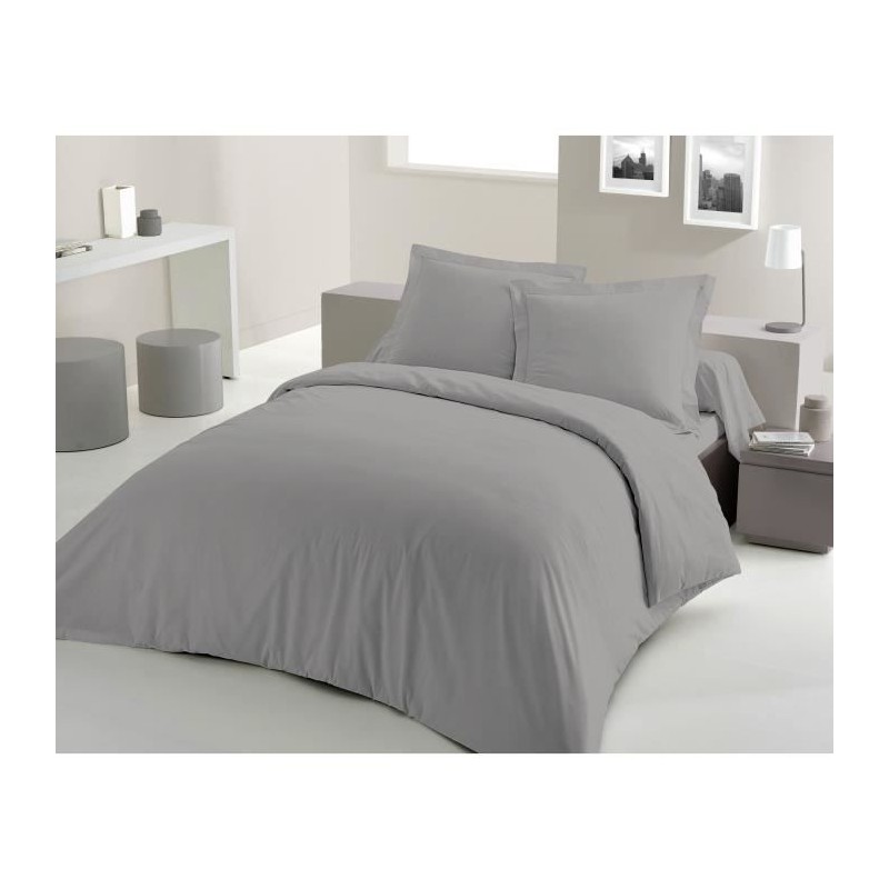 PARURE DE COUETTE LOVELY HOME - 240x260 cm - 100% COTON - GRIS CLAIR PARURE DE COUETTE LOVELY HOME - 240x260 cm - 100% COTON - GRIS CLAIR