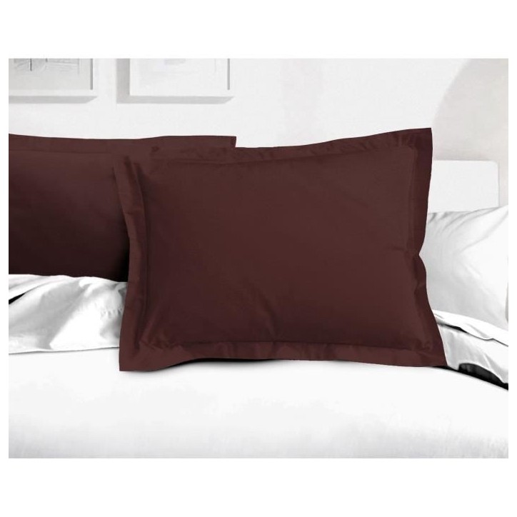 Lot de 2 taies d'oreiller - LOVELY HOME - LH71587 - 50 x 70 cm - Marron