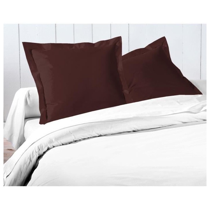 Lot de 2 taies d'oreiller - LOVELY HOME - LH71588 - 63 x 63 cm - Marron
