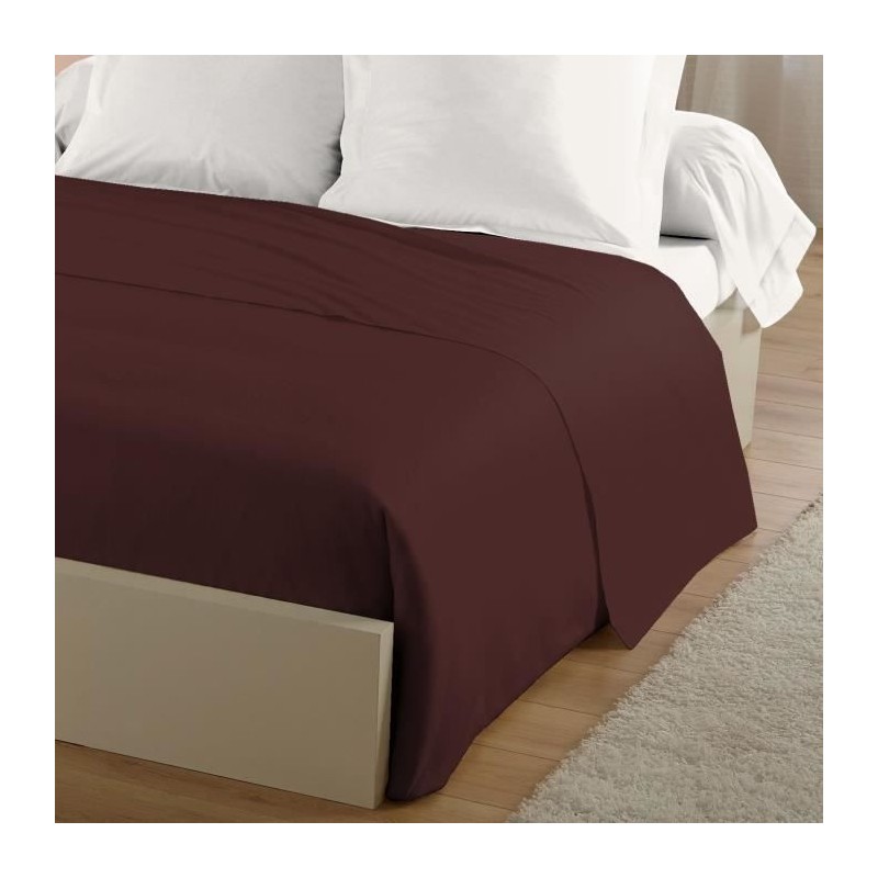 Drap plat - LOVELY HOME - 100% coton - 240 x 300 cm - Marron Drap plat - LOVELY HOME - 100% coton - 240 x 300 cm - Marron