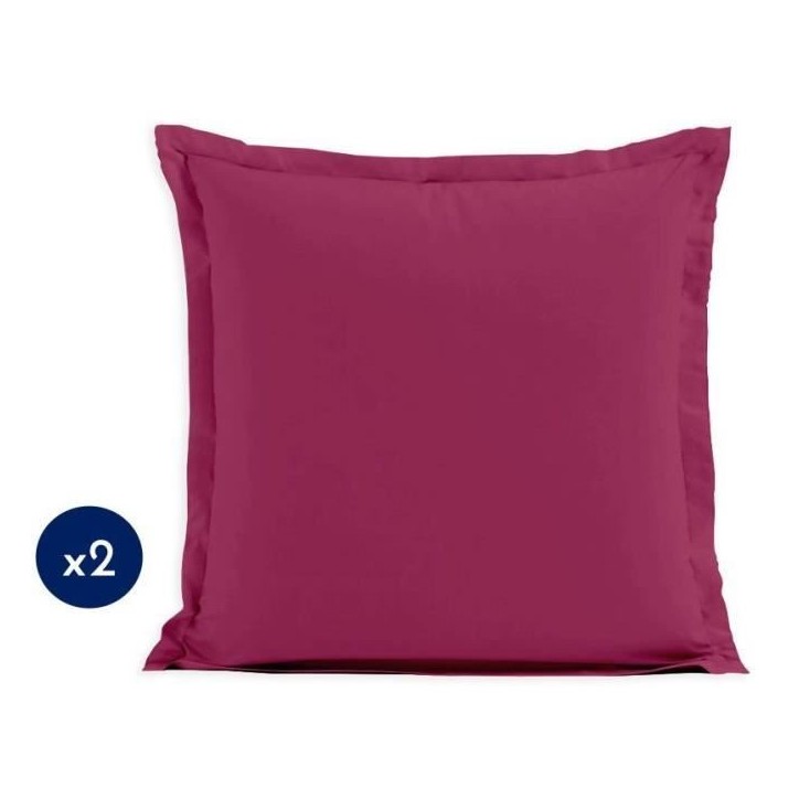 Lot de 2 taies d'oreiller - LOVELY HOME - LH71604 - 63 x 63 cm - Fuchsia