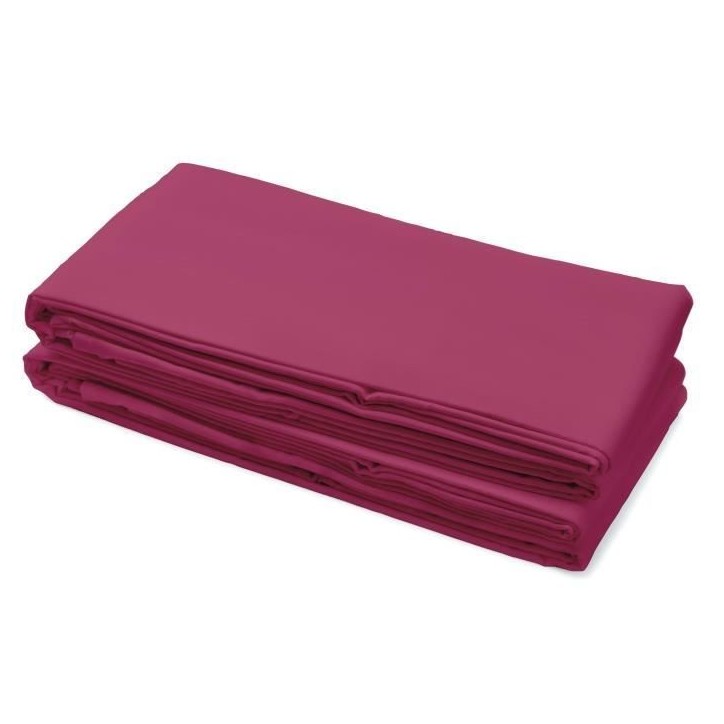 Drap plat - LOVELY HOME - 100% coton - 240 x 300 cm - Fuchsia