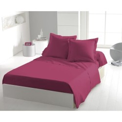 Drap plat - LOVELY HOME - 100% coton - 240 x 300 cm - Fuchsia