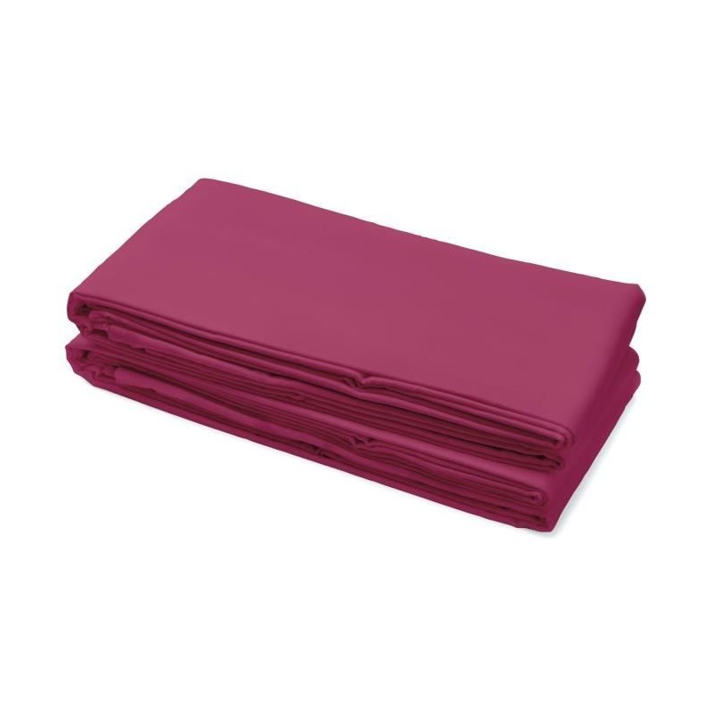 LOVELY HOME Drap Plat 100% coton 180x290 cm - 1 personne - Fuchsia LOVELY HOME Drap Plat 100% coton 180x290 cm - 1 personne - Fuchsia
