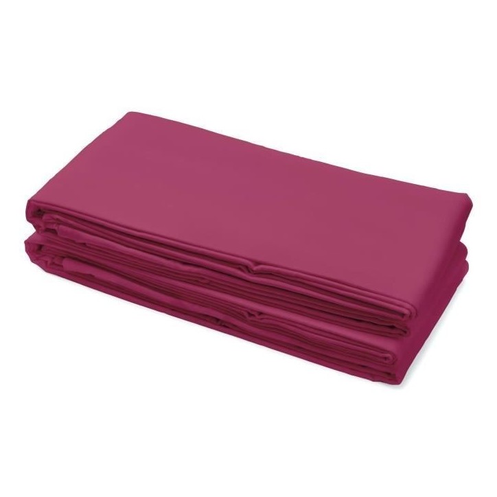 LOVELY HOME Drap Plat 100% coton 180x290 cm - 1 personne - Fuchsia