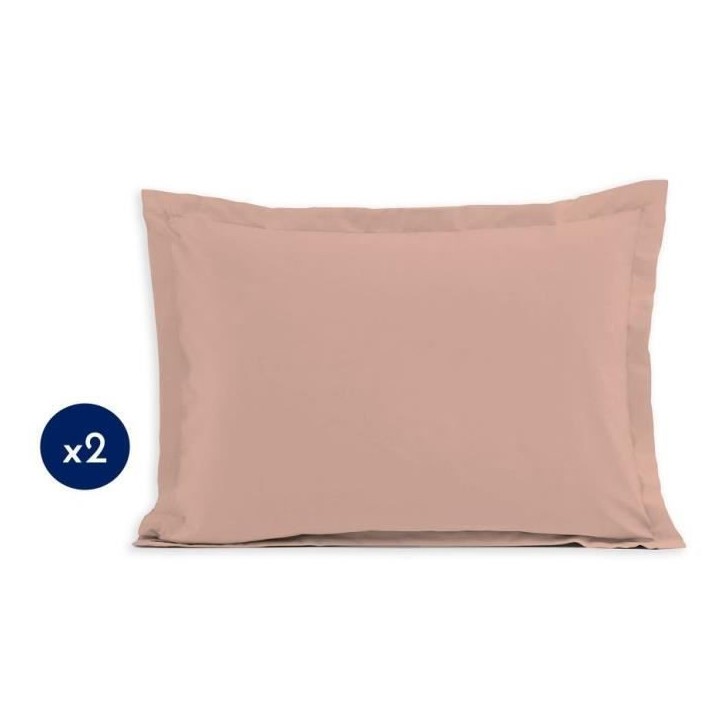 Lot de 2 taies d'oreiller - LOVELY HOME - LH71619 - 50 x 70 cm - Rose
