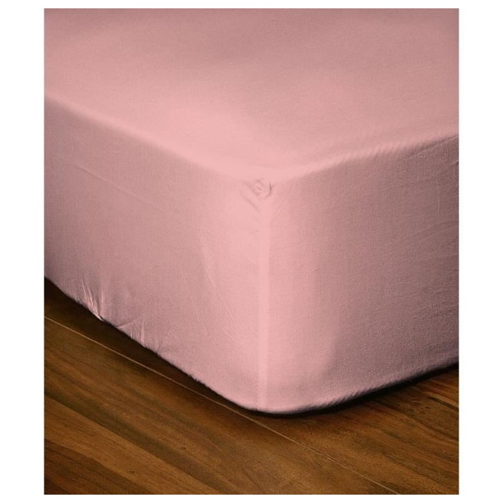 Drap-housse - LOVELY HOME - LH71624 - 160x200+35 cm - Rose