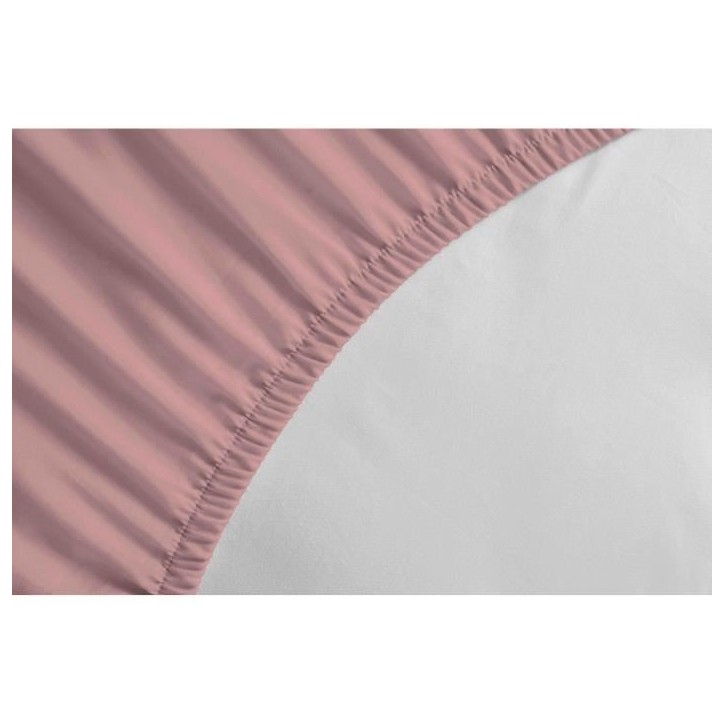 Drap-housse - LOVELY HOME - LH71624 - 160x200+35 cm - Rose