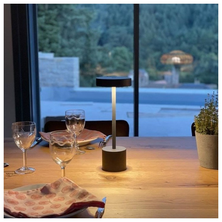 Lampe de table sans fil - LUMISKY - ROBY - Touch en aluminium - Gris foncé - LED Lampe de table sans fil - LUMISKY - ROBY - Touch en aluminium - Gris foncé - LED