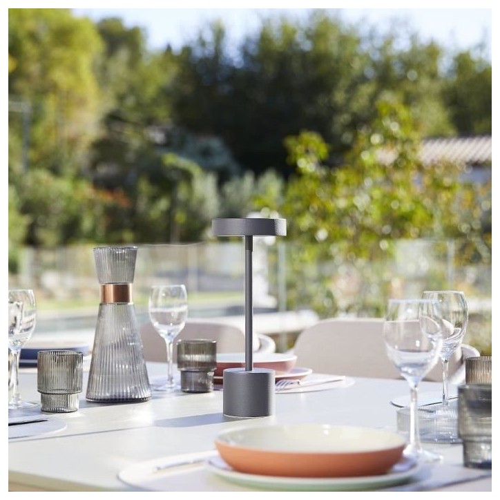 Lampe de table sans fil - LUMISKY - ROBY - Touch en aluminium - Gris foncé - LED Lampe de table sans fil - LUMISKY - ROBY - Touch en aluminium - Gris foncé - LED