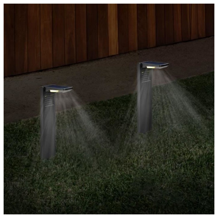 Lot de 2 balises solaires a planter - LUMISKY - OSTRY - H41 cm - LED blanc froid