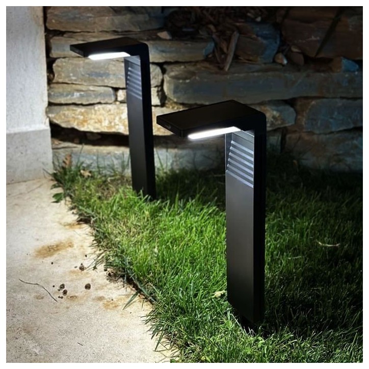 Lot de 2 balises solaires a planter - LUMISKY - OSTRY - H41 cm - LED blanc froid