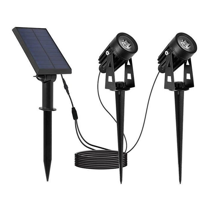 Doubles spots solaires 2 en 1 a piquer ou a fixer - LUMISKY - ROUNDY - H27 cm - LED blanc froid Doubles spots solaires 2 en 1 a piquer ou a fixer - LUMISKY - ROUNDY - H27 cm - LED blanc froid