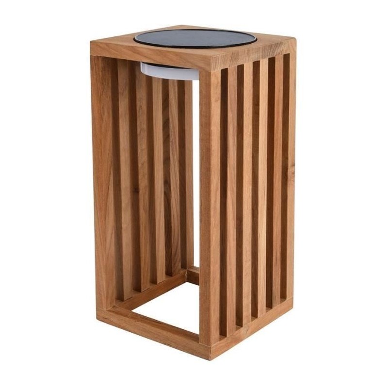 Lanterne solaire décorative - LUMISKY - CHENNAI - H30 cm - En bois te