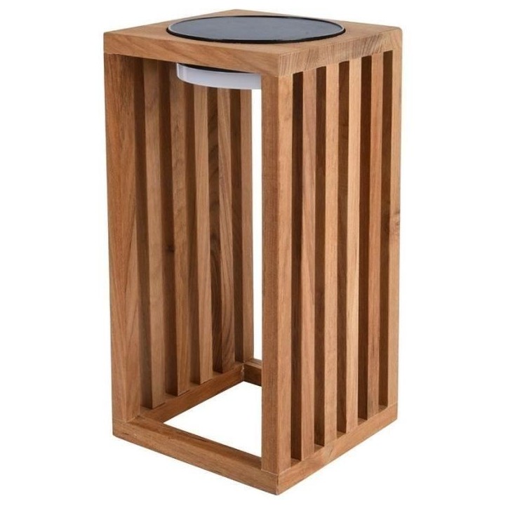 Lanterne solaire décorative - LUMISKY - CHENNAI - H30 cm - En bois teck massif - LED blanc chaud Lanterne solaire décorative - LUMISKY - CHENNAI - H30 cm - En bois teck massif - LED blanc chaud