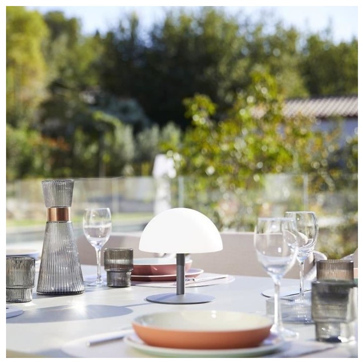 Lampe de table sans fil - LUMISKY - NEPTUNE ROCK - H20 cm- Pied en acier - Gris - LED blanc chaud et blanc Lampe de table sans fil - LUMISKY - NEPTUNE ROCK - H20 cm- Pied en acier - Gris - LED blanc chaud et blanc